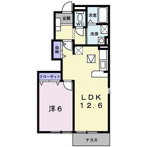 ラフォーレ森(1LDK/1階)の間取り写真