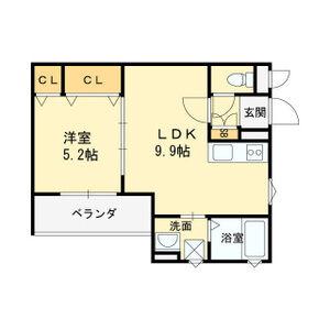 GRAN CLAUDIA寝屋川(1LDK/2階)の間取り写真