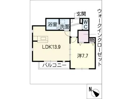 サン・グレイス(1LDK/1階)の間取り写真
