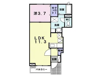 スプリングヤード(1LDK/1階)の間取り写真