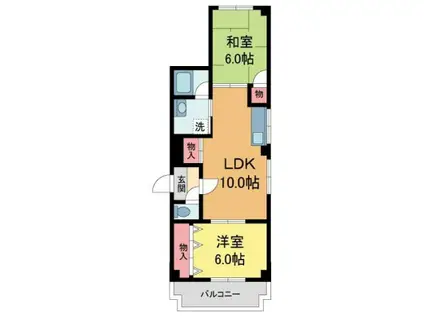 アダチイエムビル(2LDK/4階)の間取り写真
