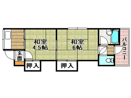 むつみハイツ(2K/2階)の間取り写真