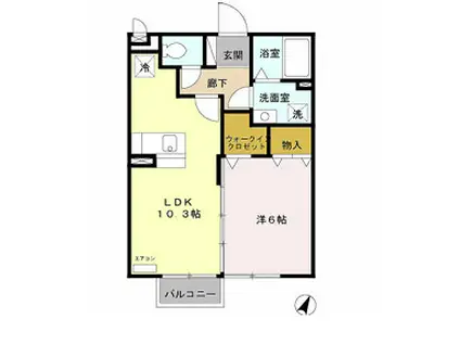 グランシャリオ壱番館(1LDK/2階)の間取り写真