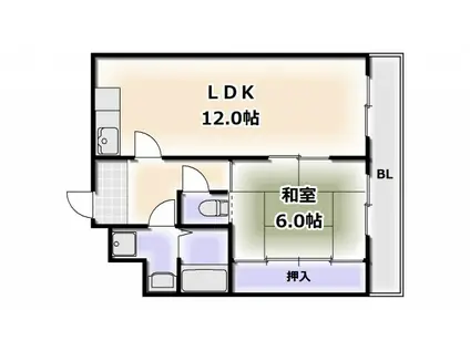 ビジタル恵美須8(1LDK/8階)の間取り写真