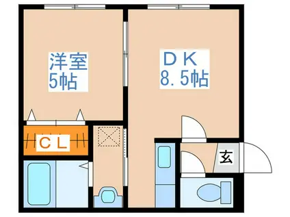 サザンヒルズ弐番館(1DK/2階)の間取り写真