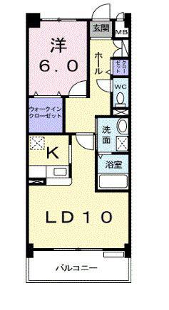 グローリープレース(1LDK/2階)の間取り写真