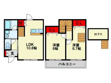 パーフン・デ・ラ・ルーン III(2LDK/1階)の間取り写真