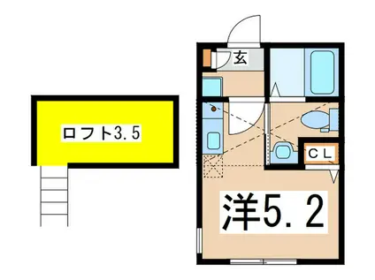 ベネデッタ横浜(ワンルーム/2階)の間取り写真