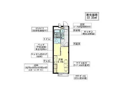 パルマハイツ(1K/2階)の間取り写真