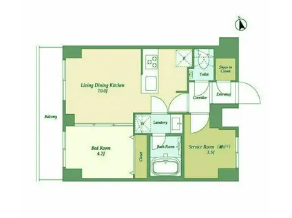 オーガスタレジデンス大森(2LDK/7階)の間取り写真