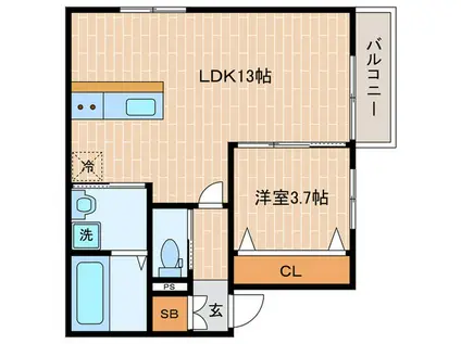 西明石南町(1LDK/2階)の間取り写真