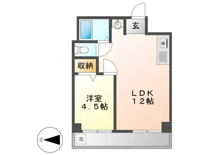 向陽ビル(1LDK/2階)の間取り写真