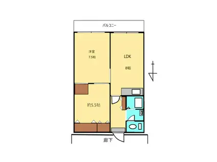 海老名第2スカイハイツ(2LDK/3階)の間取り写真