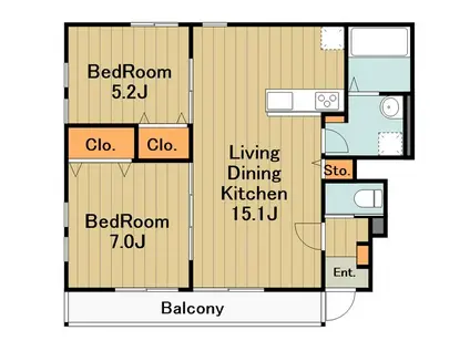 インフィニティ四ツ谷(2LDK/1階)の間取り写真