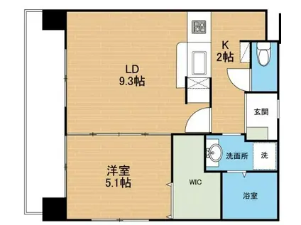 フェリーチェ味噌天神(1LDK/8階)の間取り写真