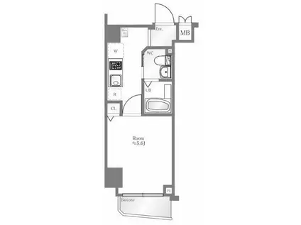 クレイシア西蒲田(1K/6階)の間取り写真