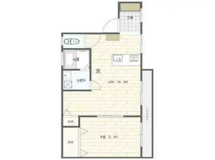 八木二番館ビル(1LDK/3階)の間取り写真