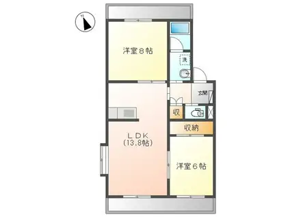 楼蘭篠の風(2LDK/2階)の間取り写真