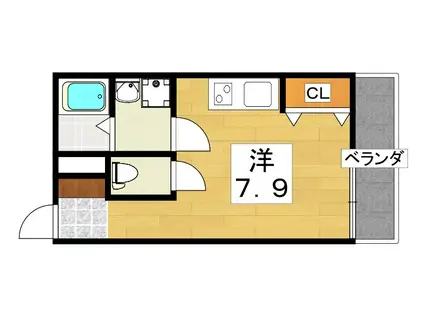 CHOU CHOU NAKAMIYA イースト(ワンルーム/2階)の間取り写真