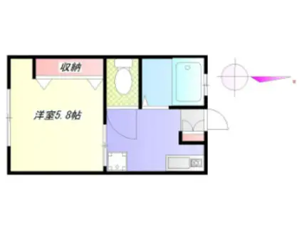 ハピネスI(1K/1階)の間取り写真