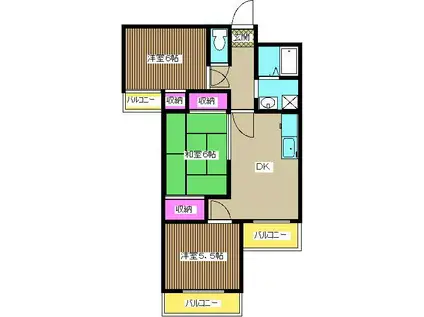 サンパレス(3DK/4階)の間取り写真