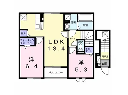 ハルノテラス(2LDK/2階)の間取り写真