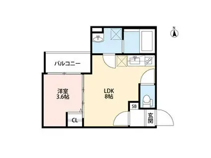 エバーグリーン立花(1LDK/2階)の間取り写真