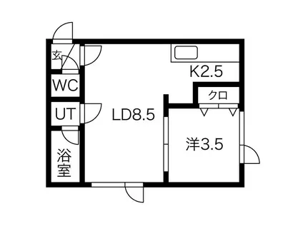 アークコート豊平III(1LDK/2階)の間取り写真