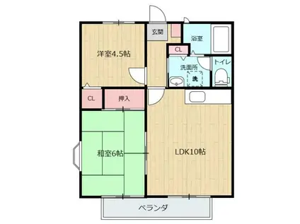 サンライフ春日部 A(2LDK/1階)の間取り写真