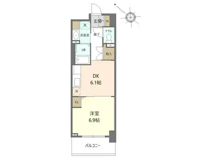 ステイブル協和(1DK/10階)の間取り写真