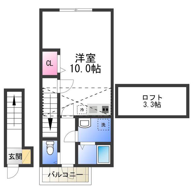 あんしん八田寺町08-1043(ワンルーム/2階)の間取り写真