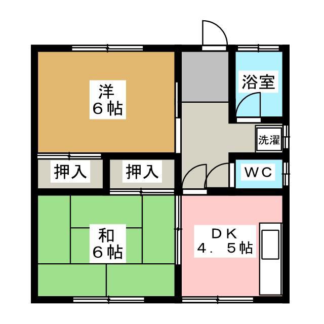 小山アパート(2DK/2階)の間取り写真