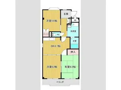 WAVE HOUSE II(3DK/2階)の間取り写真