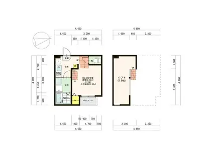 ハーモニーテラスイズモ(1K/2階)の間取り写真
