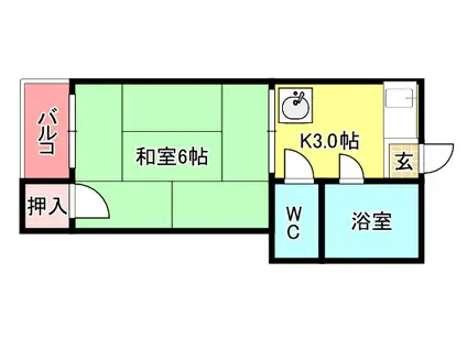サンビックハイツ(1DK/2階)の間取り写真