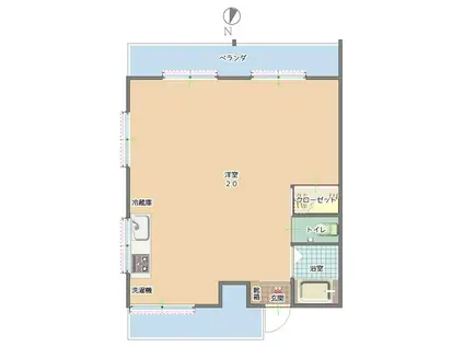 Y・Oハウス(ワンルーム/1階)の間取り写真