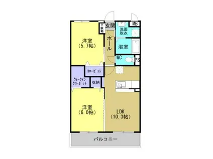 GREEN TOWN(2LDK/3階)の間取り写真