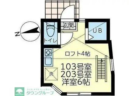 ユナイト田浦キャンドラー(ワンルーム/2階)の間取り写真