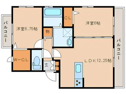 ヴィルアンシェンヌ(2LDK/2階)の間取り写真