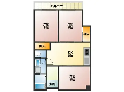 VIASACRA岩出(3DK/5階)の間取り写真