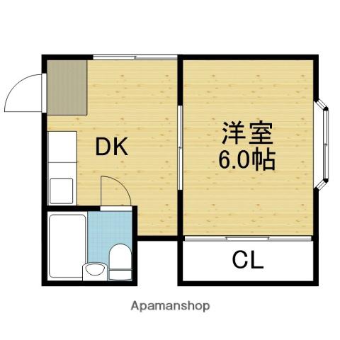 パークサイド平野A(1DK/2階)の間取り写真
