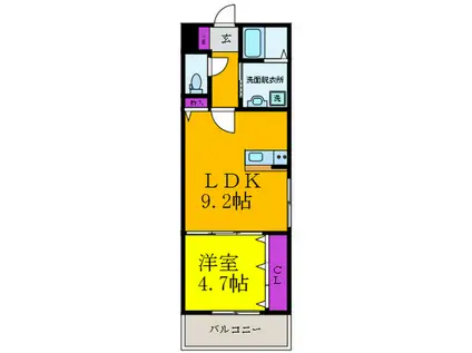 コンフォール野中南(1LDK/1階)の間取り写真