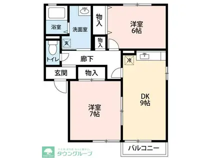 KSシャンブルⅢ(2LDK/2階)の間取り写真