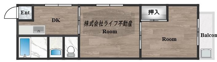 日の出コーポ(2DK/2階)の間取り写真