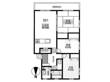 レガシィ白楽(3LDK/2階)の間取り写真