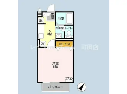 メルヴェールⅡ(1K/2階)の間取り写真