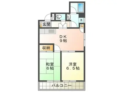 日宝レスカール幸町(2DK/9階)の間取り写真