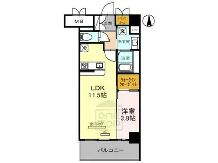 グランコート茨木永代町(1LDK/7階)の間取り写真