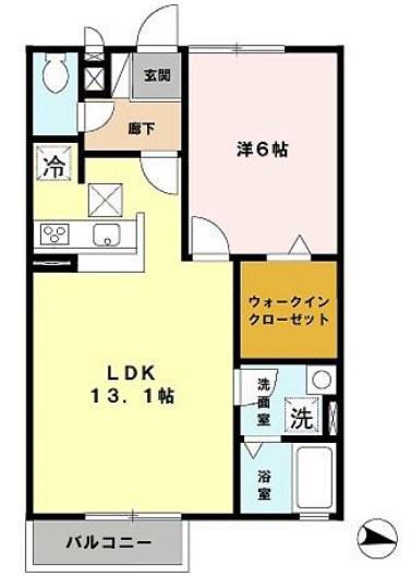 ガーデンコート車(1LDK/1階)の間取り写真