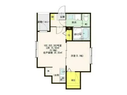 エルピス庄内通(1LDK/3階)の間取り写真